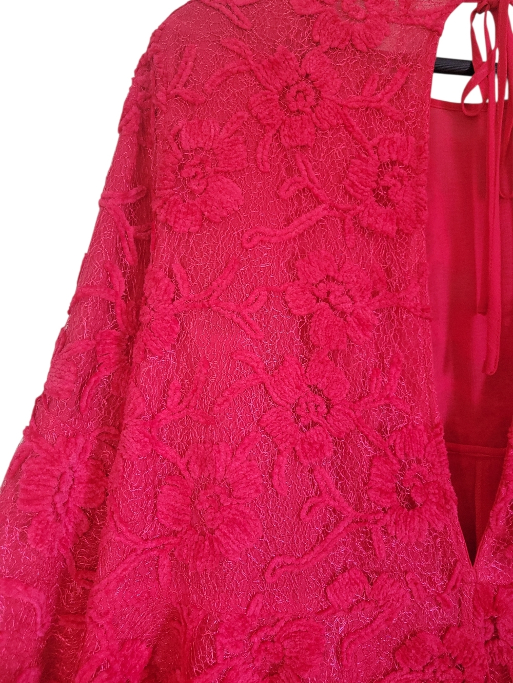 ​Free People Le Fleur Red Lace Babydoll Swing Mini Dress Festival Romatic Medium - Picture 10 of 12